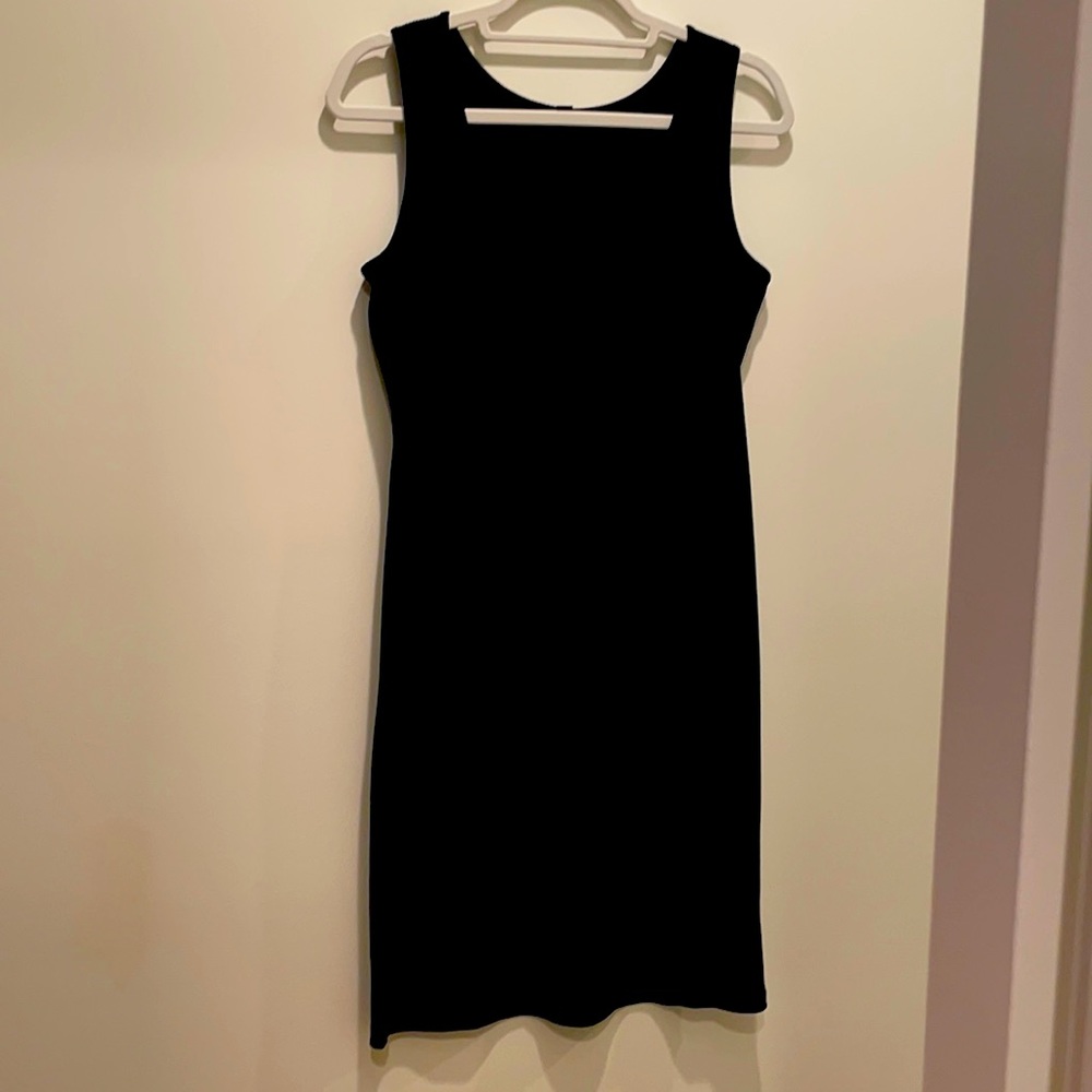 Uniqlo black stretchy ribbed midi dress